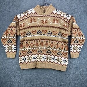 Outback Red Mens‎ Size Medium Wool Fair Isle Sweater Mock Neck Long Sleeve